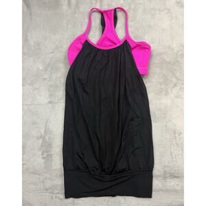 Lululemon 4 No Limits Tank Top Built In Bra Flowy Bright Fuchsia Hot Pink Black